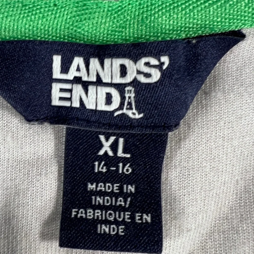 Lands End Kids XL 14-16 Shark Print Terry Cloth Hooded Swim Cover Up Blue Gray